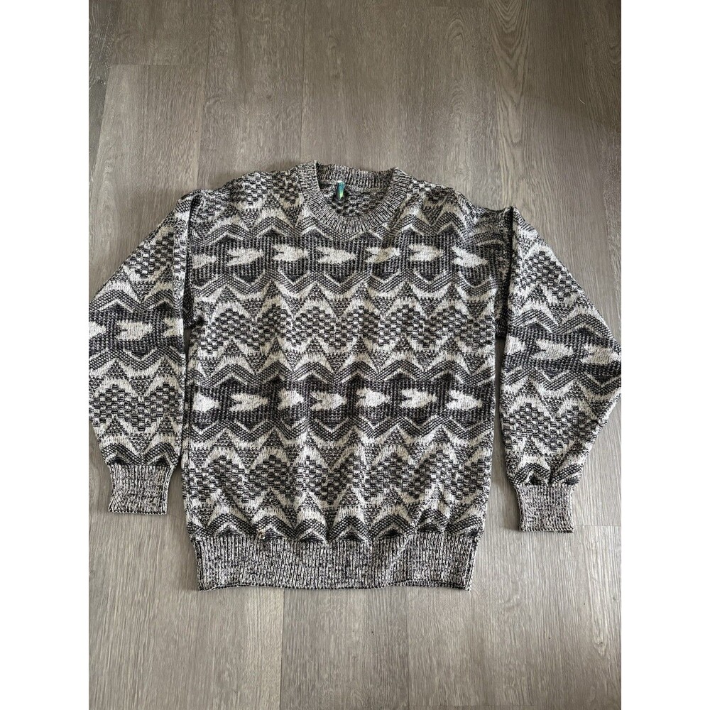 Vintage American Weekend Sweater Mens XL Geometric Pullover USA 80s